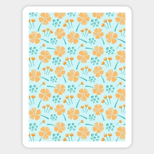 Abstract Floral Pattern in Orange and Light Blue Magnet